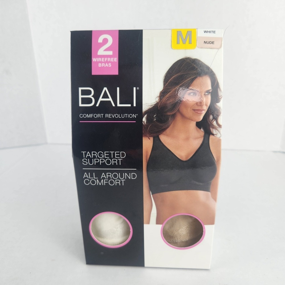 Bali Comfort Revolution 2 Pack Wirefree Bras White Nude Medium DFSA84 KO4